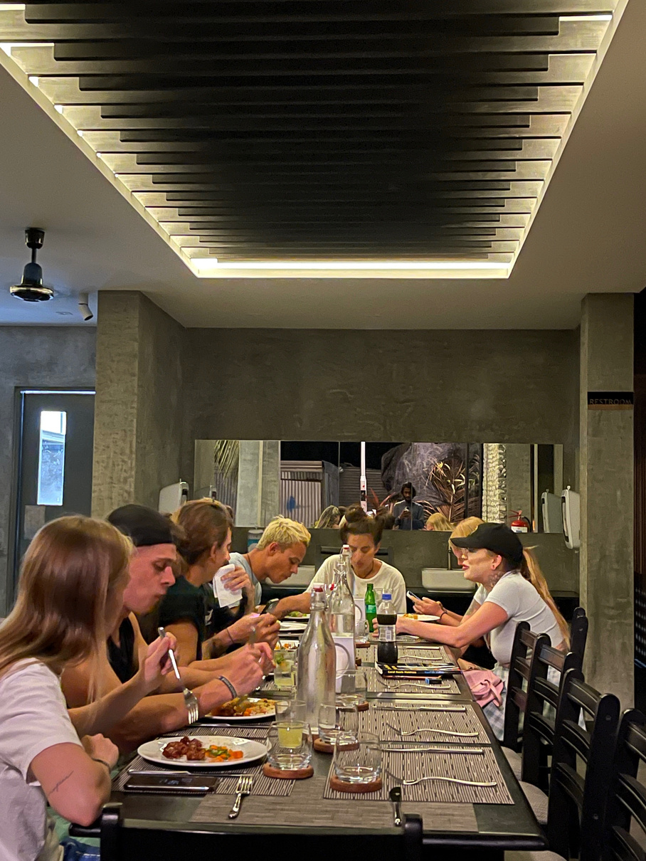 Dining at The Spot restaurant