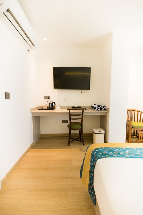 Room television and work desk at Beach Hotel Guraidhoo